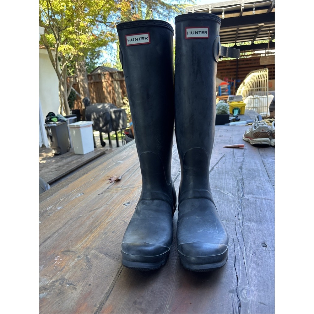 Hunter Men's Original Tall Waterproof Pull On Rain Boots Black Size 9 EU 42